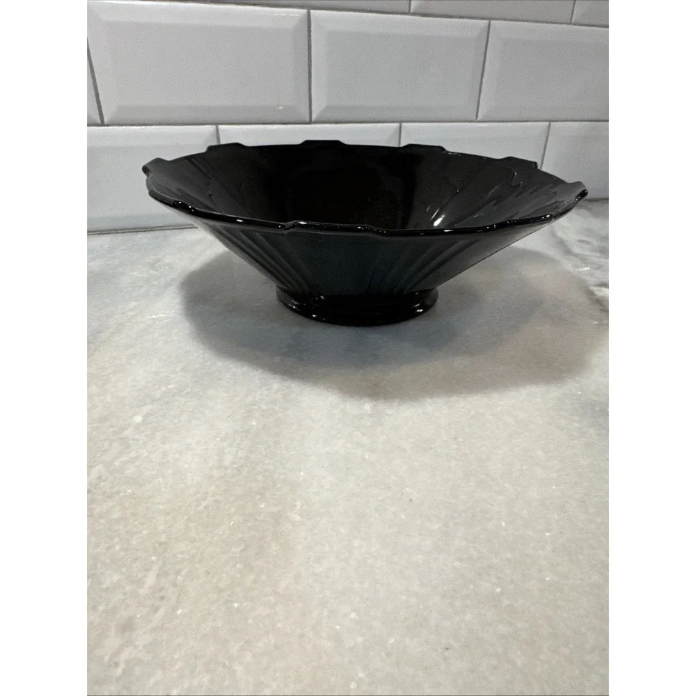 Art Deco 1930's Black Amethyst Serving Bowl And Platter Imperial GlassCo OLA0022